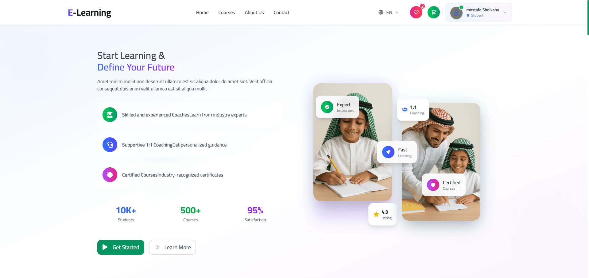 Integrated E-Learning Platform web screenshot